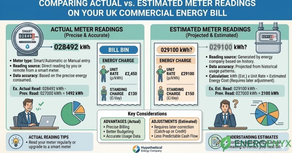 Actual and estimated meter readings comparison