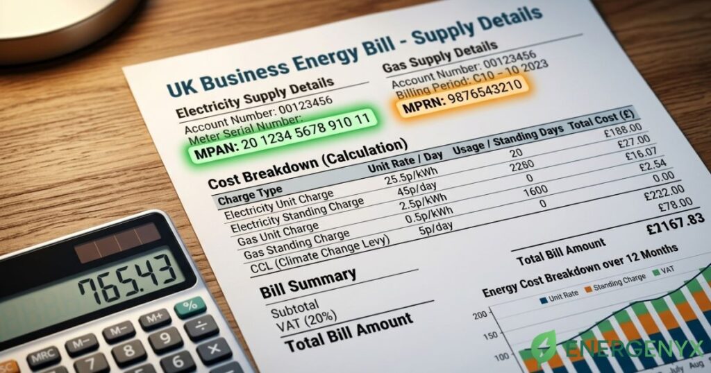 Business energy bill calculation example