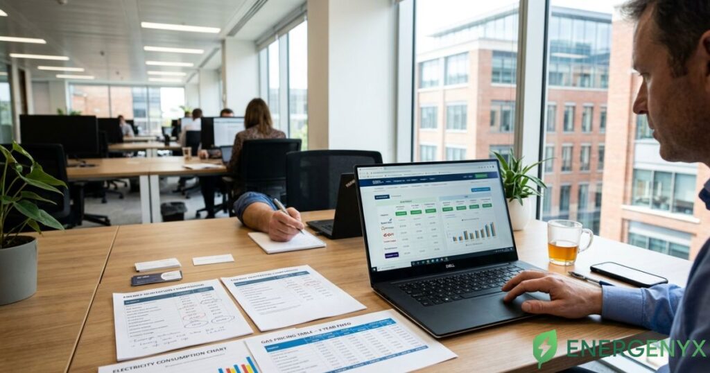 Business owner reviewing a commercial energy contract.