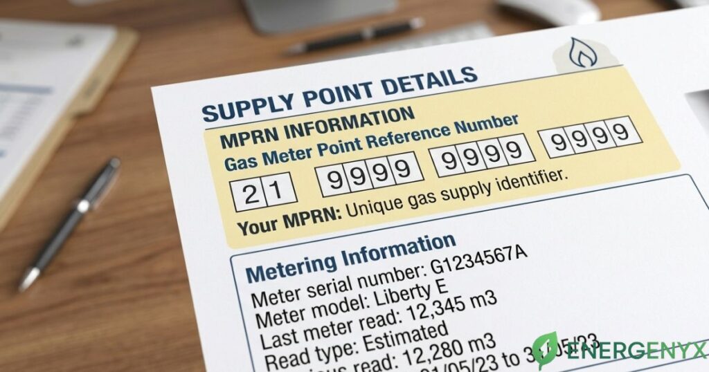 MPRN number on a business gas bill