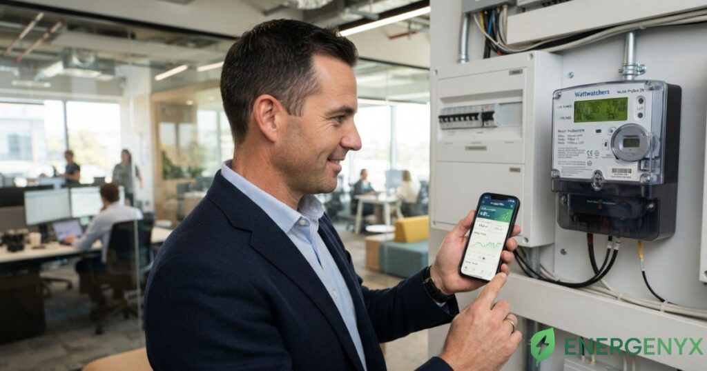 Business smart meter displaying electricity usage