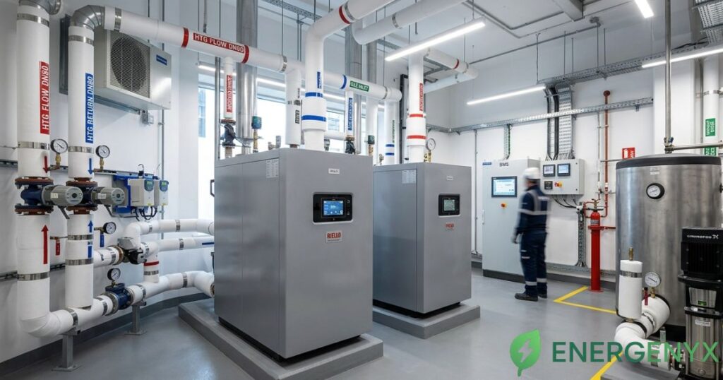 Modern commercial heating system improving business energy efficiency.