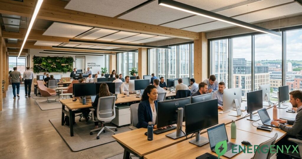 Commercial office using electricity efficiently.