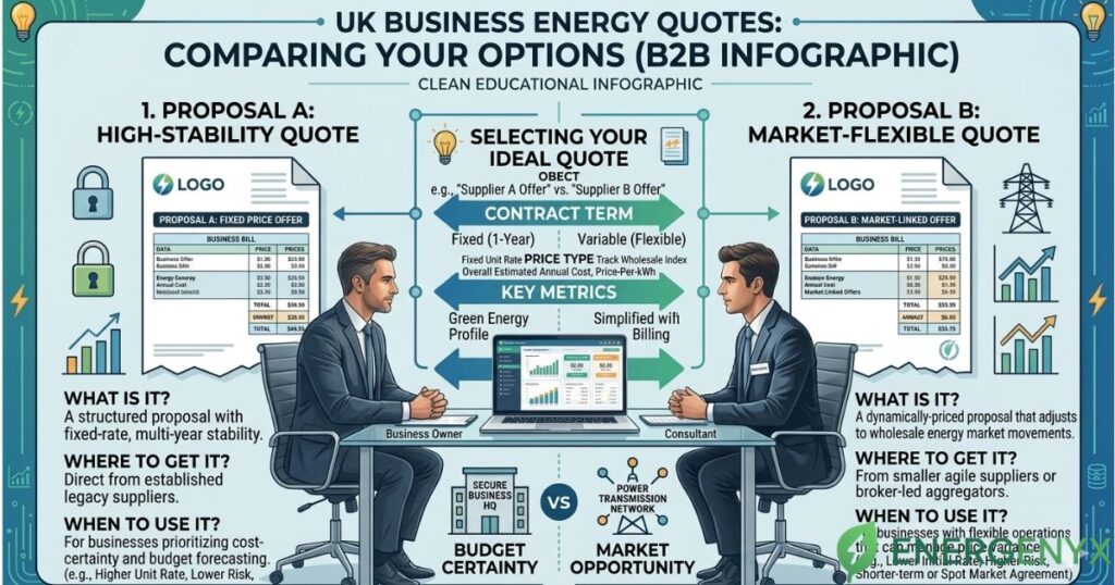 Business owner comparing UK business energy suppliers