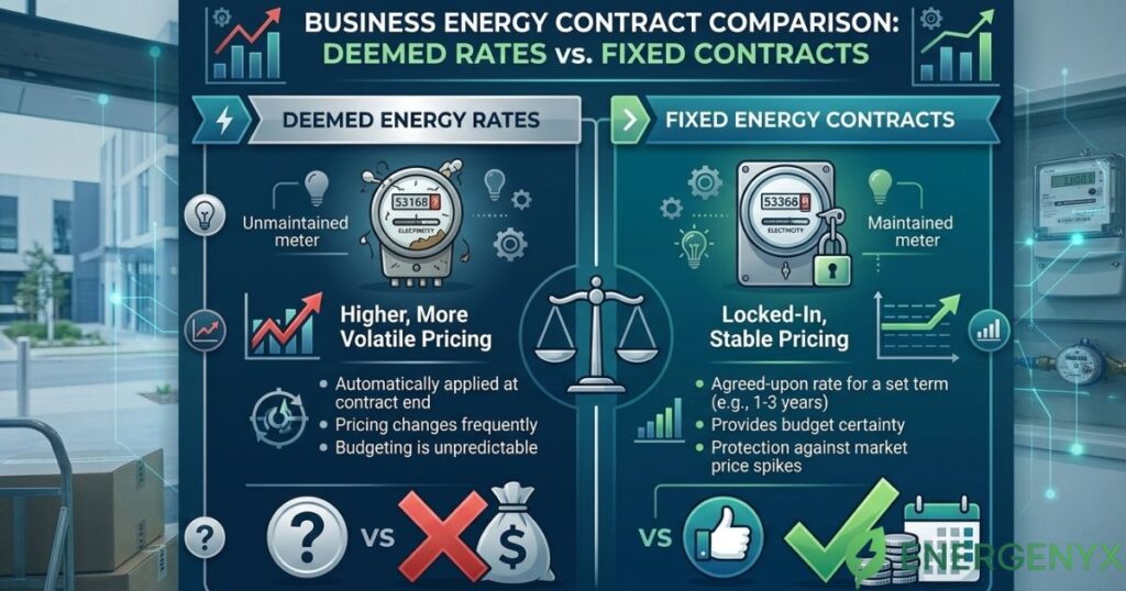 Business energy deemed rates compared with fixed contracts