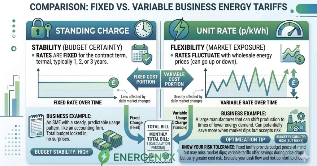 Fixed and variable business energy unit rates