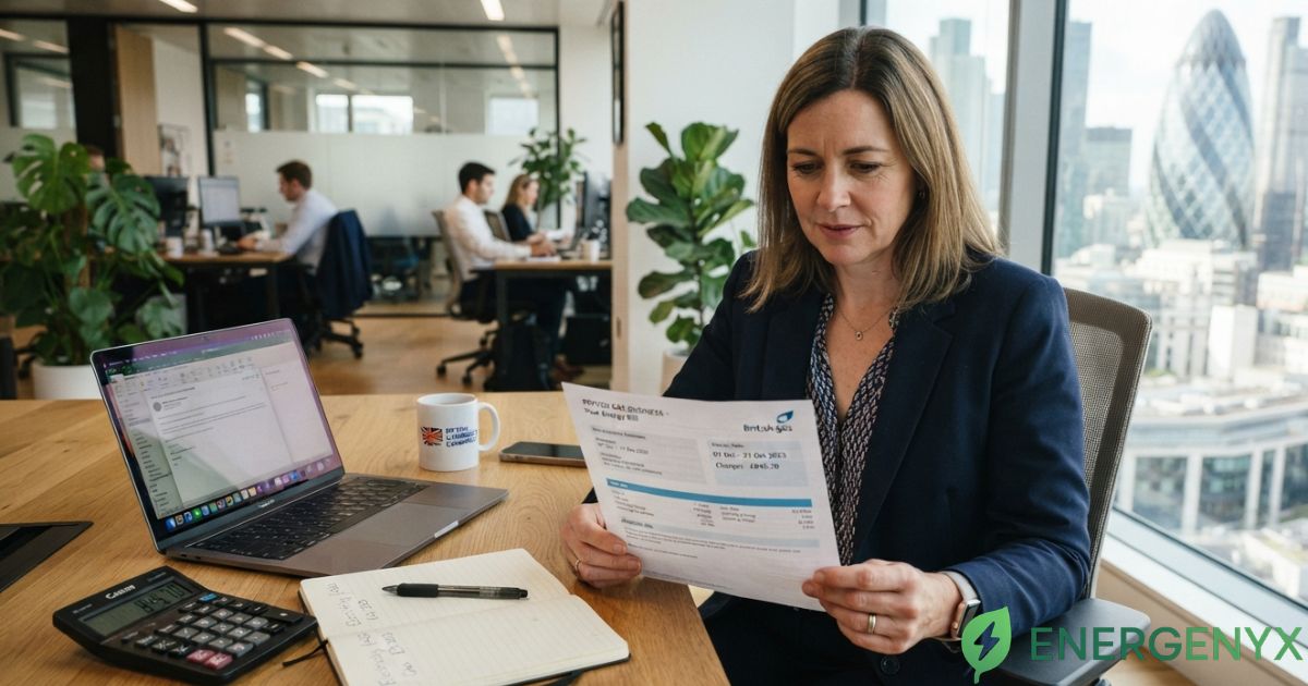 Business owner reading a business energy bill