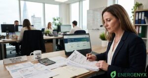 Business owner reviewing out-of-contract business energy rates