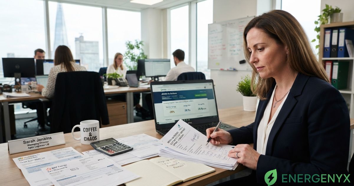 Business owner reviewing out-of-contract business energy rates