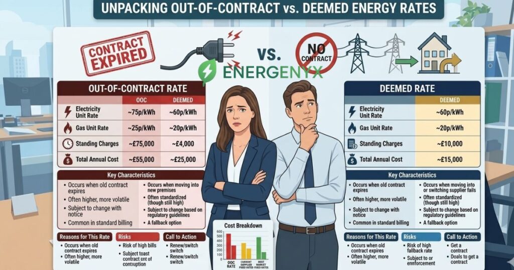 Out-of-contract rates compared with deemed rates