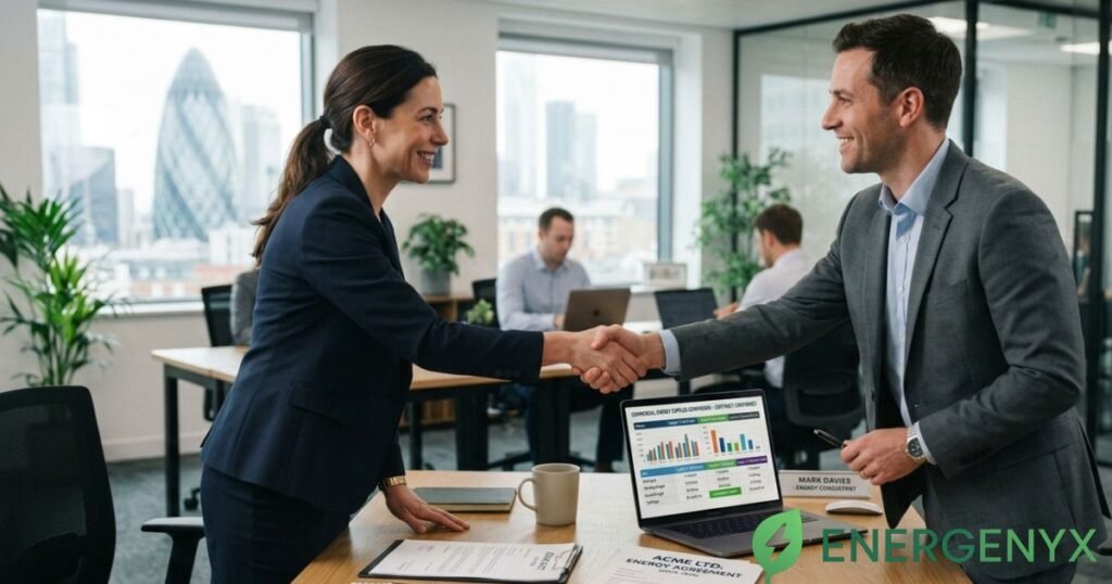 Business owner switching commercial energy supplier.