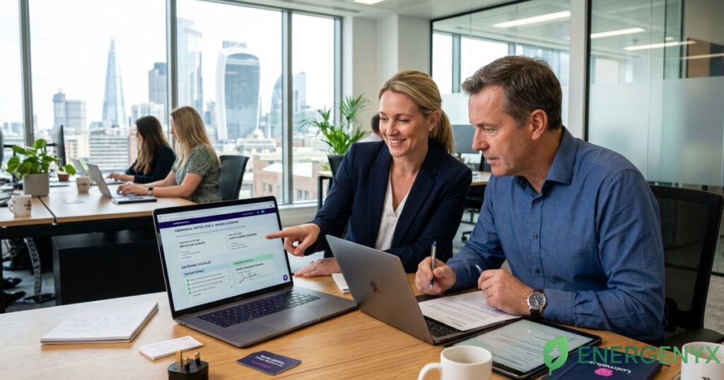 Business owner switching commercial energy suppliers.