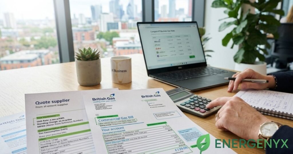 Commercial business gas bill showing pricing details.