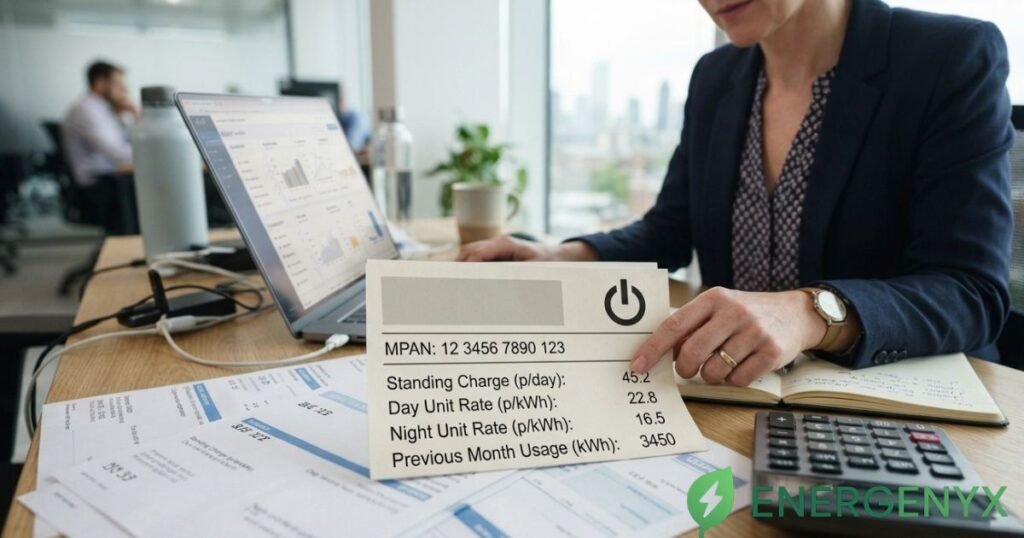 Business electricity bill showing commercial electricity charges.