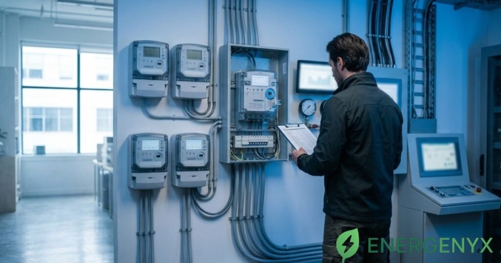 Commercial energy monitoring equipment used to track electricity consumption