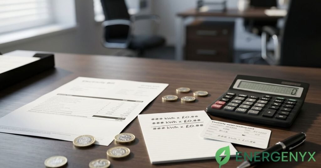 Business electricity cost calculation using electricity consumption and unit rate