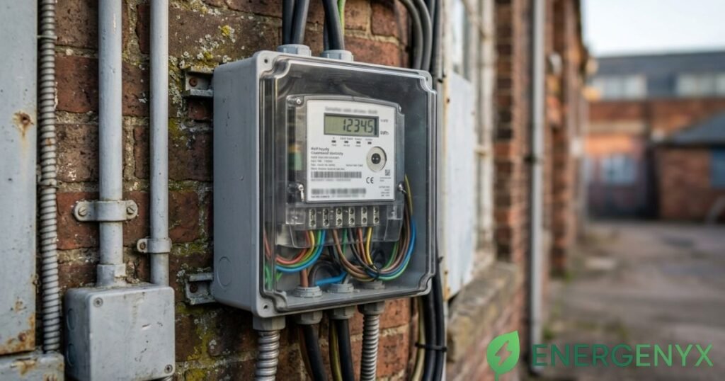 Commercial electricity meter at a business property