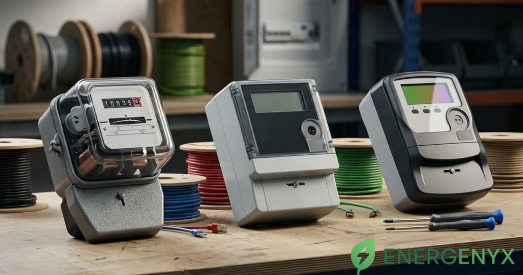 Different types of electricity meters used in commercial premises