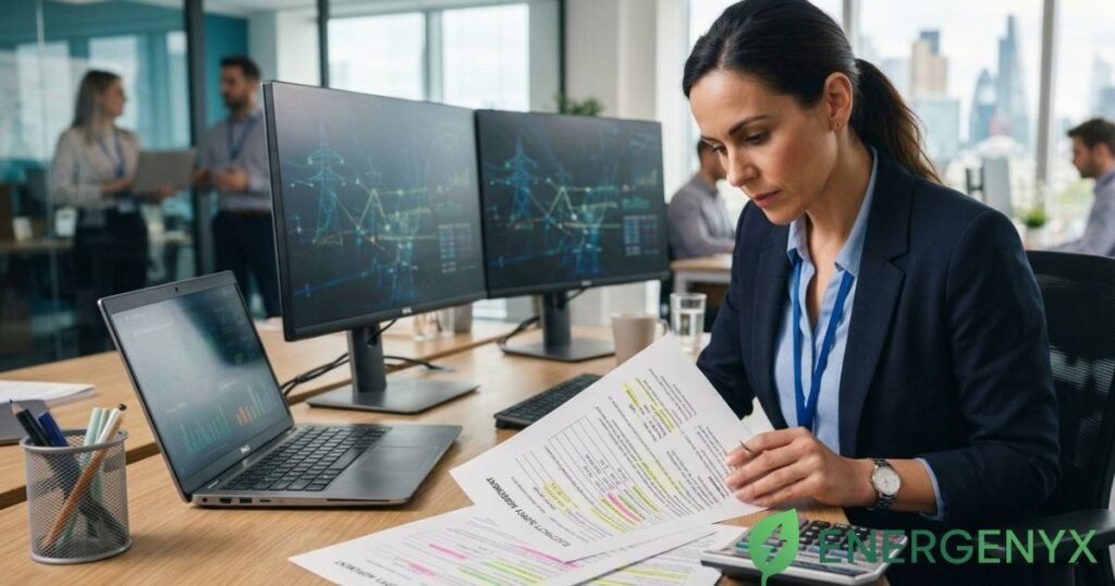 Business reviewing a commercial energy contract.