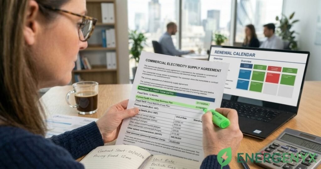Reviewing a commercial energy contract.