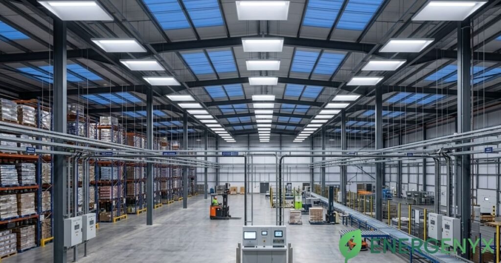 Energy efficient lighting and equipment in a commercial business