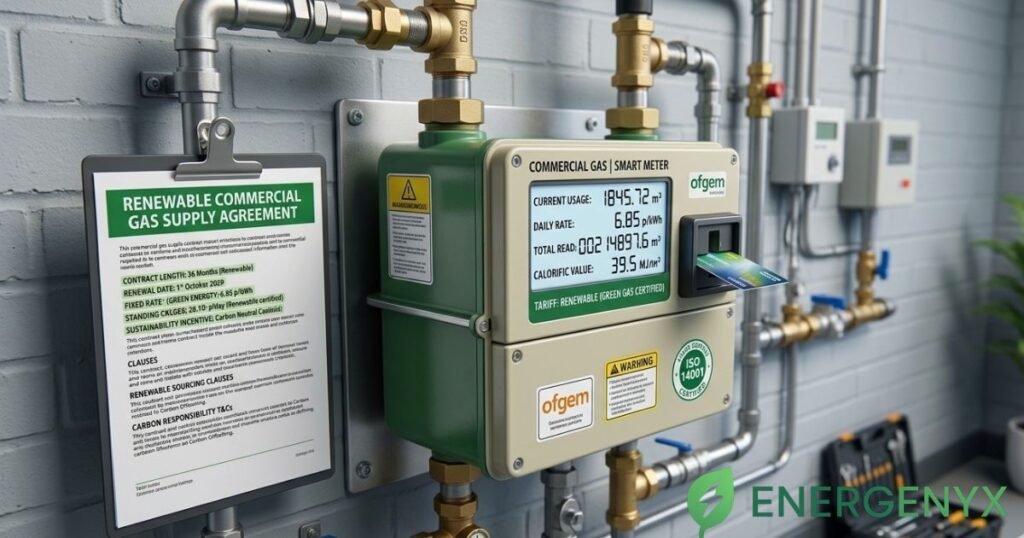 Commercial gas meter in a business premises.