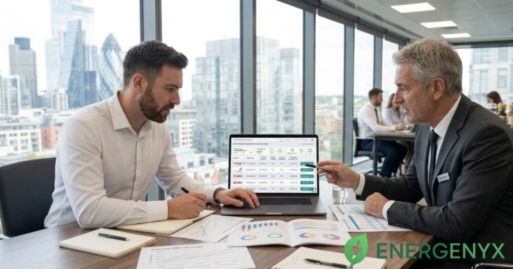 Business comparing commercial energy procurement options.