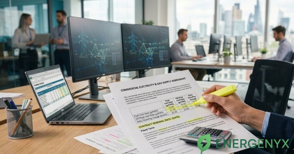 Comparing commercial energy suppliers.