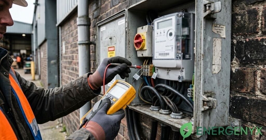 Commercial electricity meter at business premises under a deemed contract