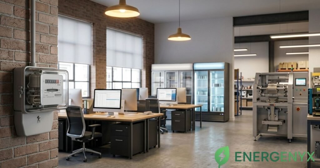 Factors affecting business electricity costs including consumption, standing charges and contract type
