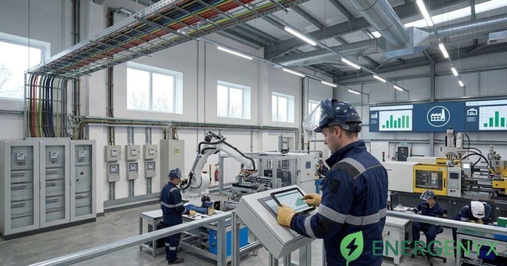 Energy manager monitoring electricity use across multiple business sites.