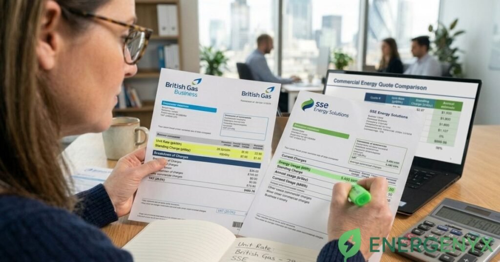 Comparing small business energy suppliers.