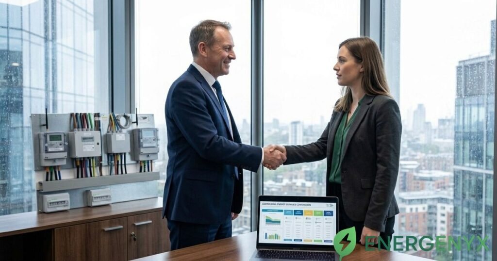 Business switching to a new electricity supplier.