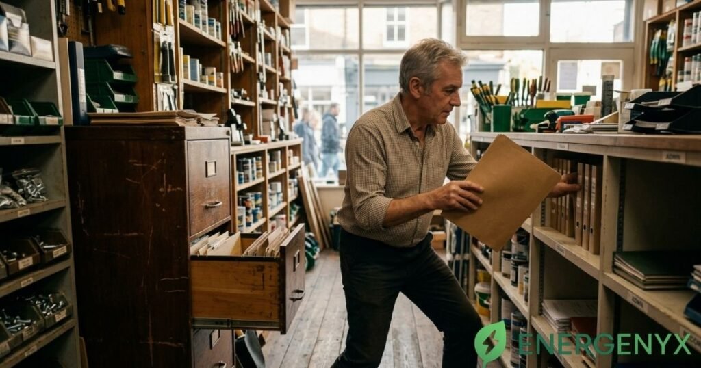 Business owner preparing to switch electricity supplier