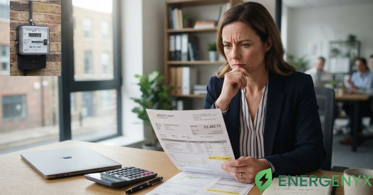 Business electricity back billing statement being reviewed