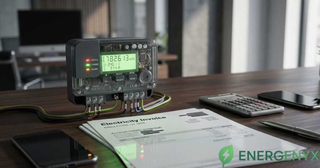 Business electricity bill and smart meter readings being reviewed