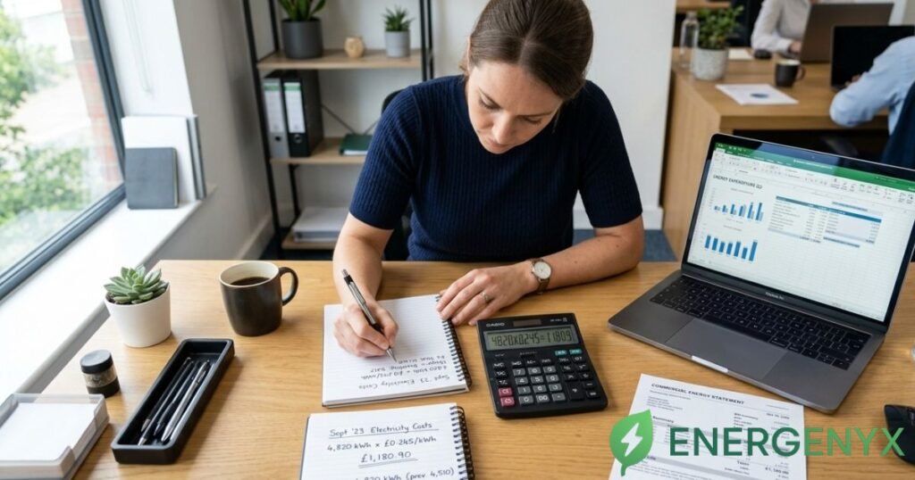 Calculating business electricity costs using kWh consumption and unit rate