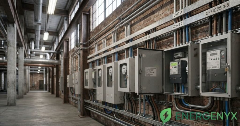 Multiple electricity meters at a commercial business property