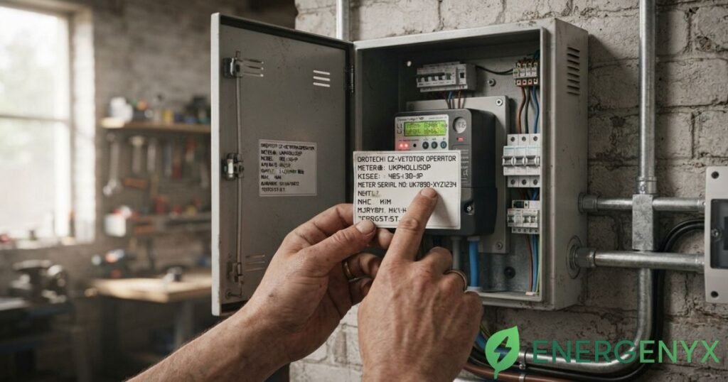 Where to find a business electricity meter number on a commercial electricity meter