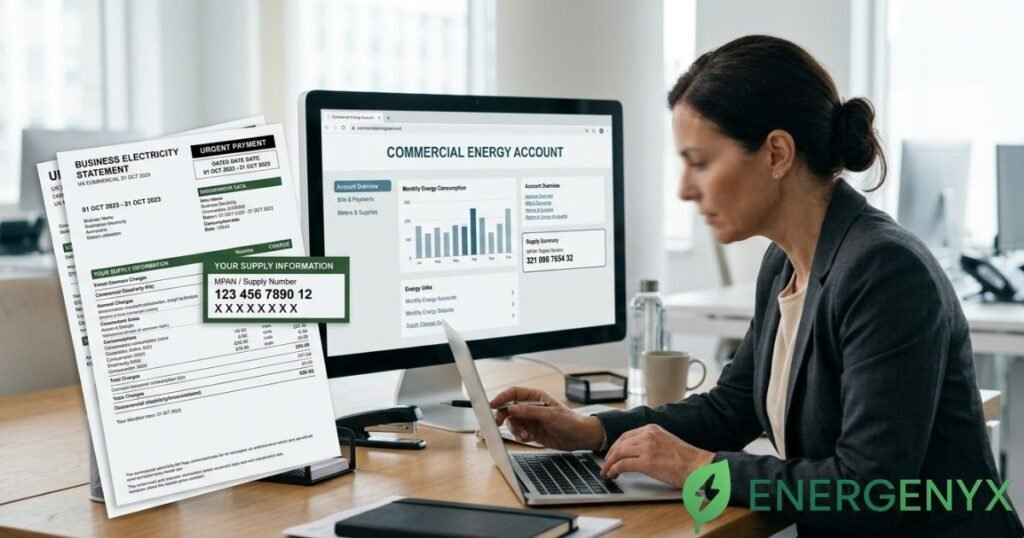Business electricity bill showing where to find an MPAN